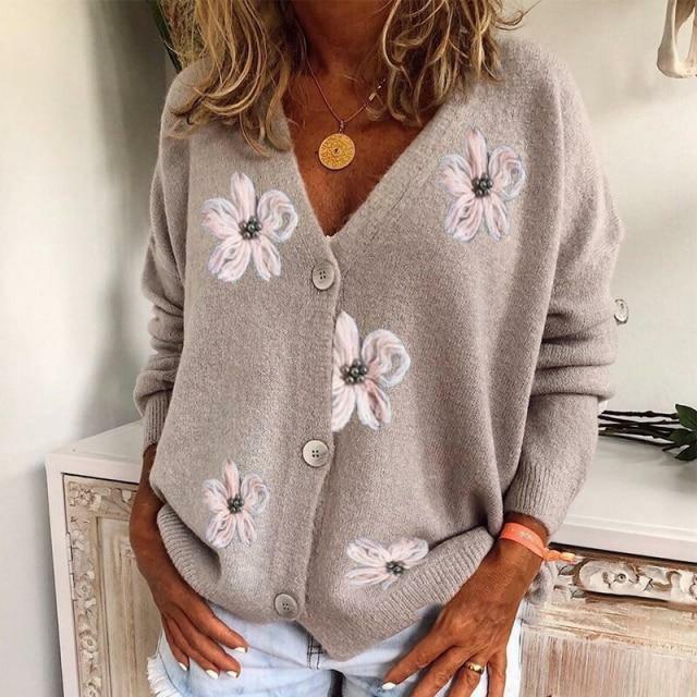 Cardigan Damen mit V-Ausschnitt und Knopf-Details - 3