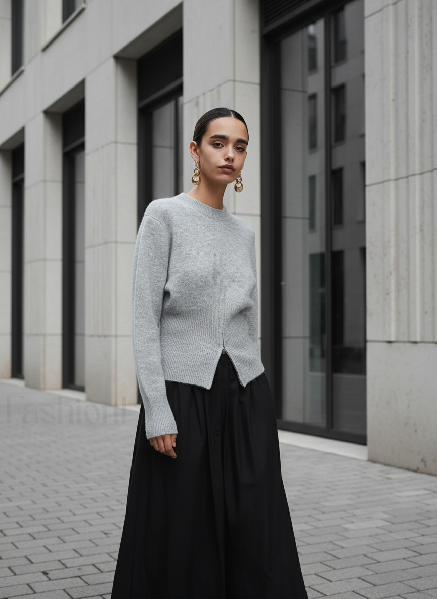 Pullover Damen mit lässigem Schnitt und modernem Zip-Detail - 2