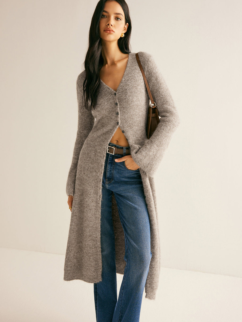 Cardigan Damen mit V-Ausschnitt und Knopf-Details - 5