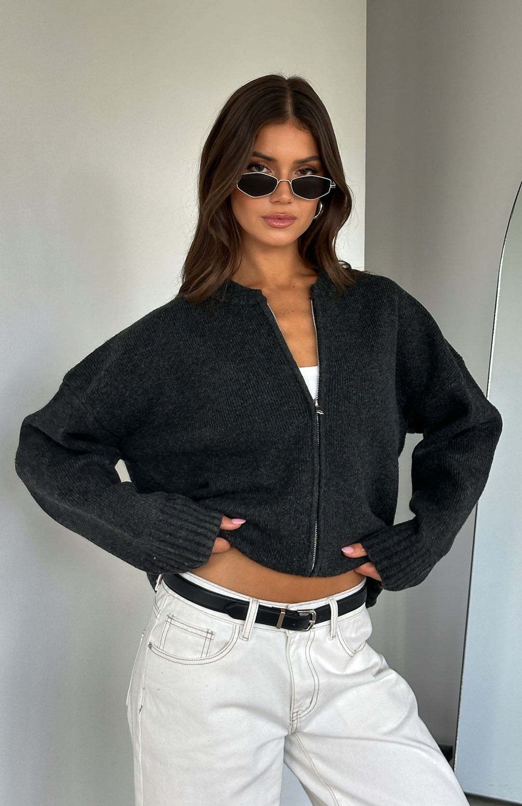 Damen Cardigan mit lässigem Schnitt und praktischem Reißverschluss - 3