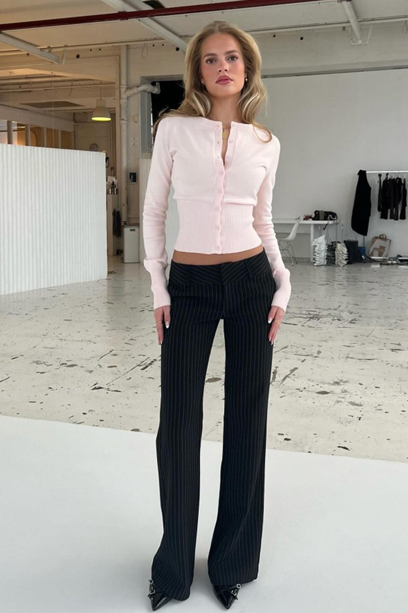 Cardigan Damen tailliert mit Knopfverschluss und langen Ärmeln - 9