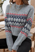 Pullover Damen mit hohem Kragen und geometrischem Muster - 1