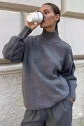 Pullover Damen mit hohem Stehkragen und lässiger Passform - 1