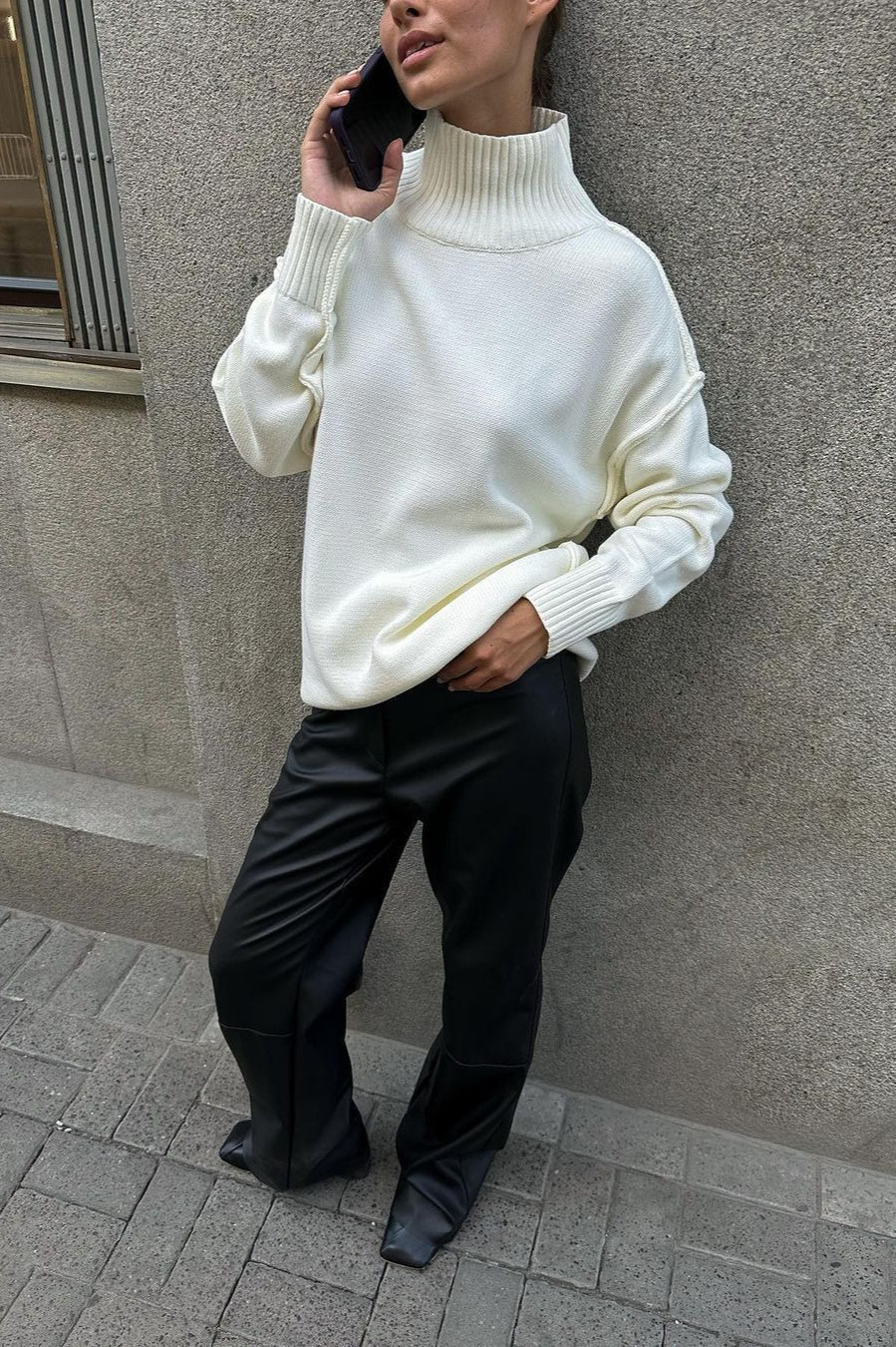Pullover Damen mit hohem Stehkragen und lässiger Passform - 6