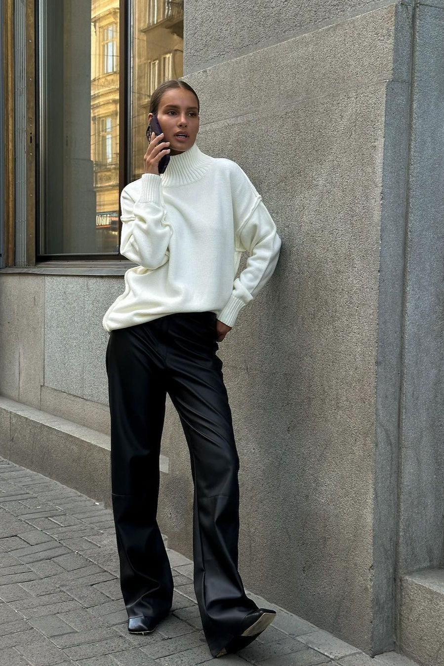 Pullover Damen mit hohem Stehkragen und lässiger Passform - 7