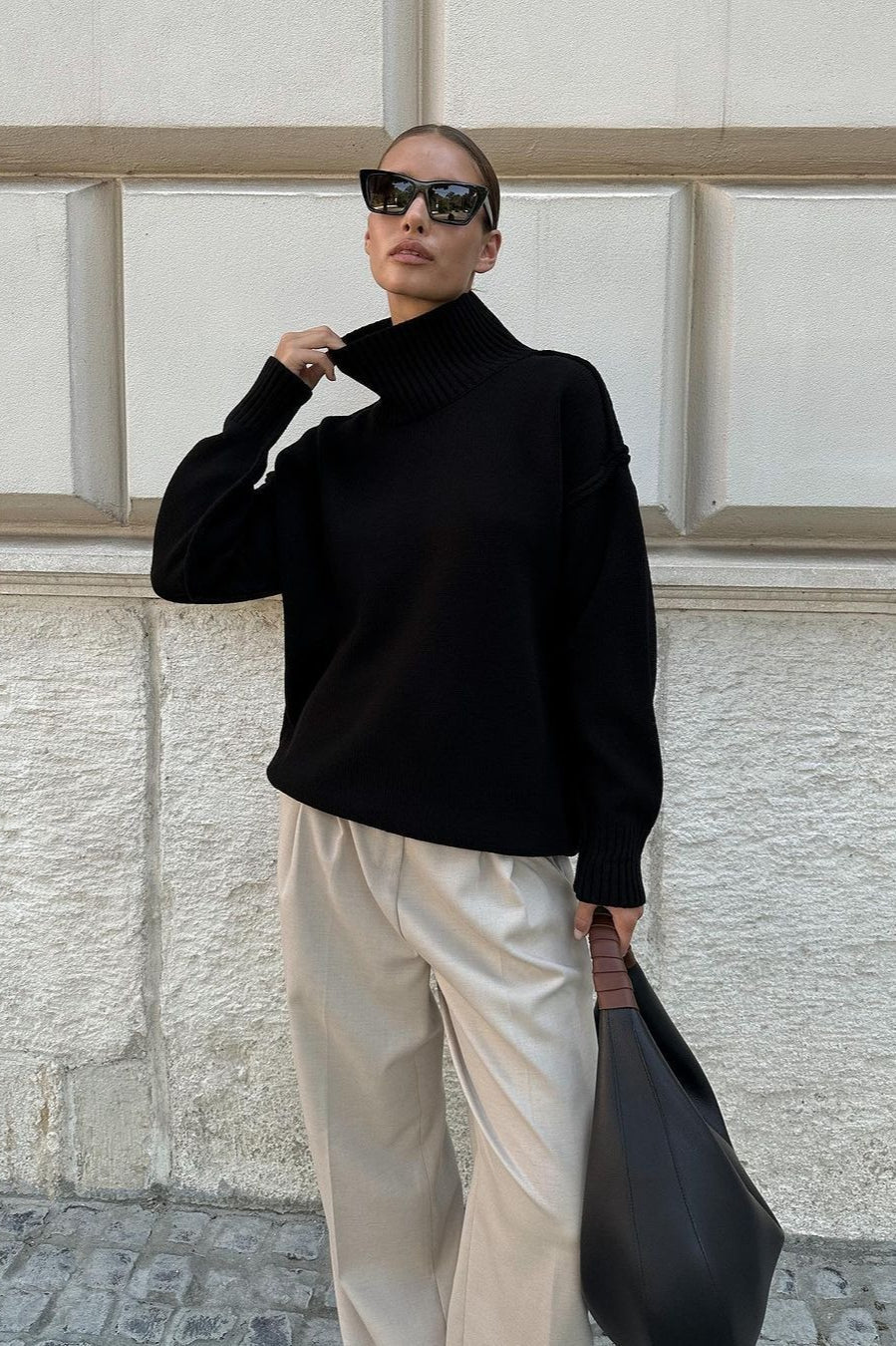 Pullover Damen mit hohem Stehkragen und lässiger Passform - 8