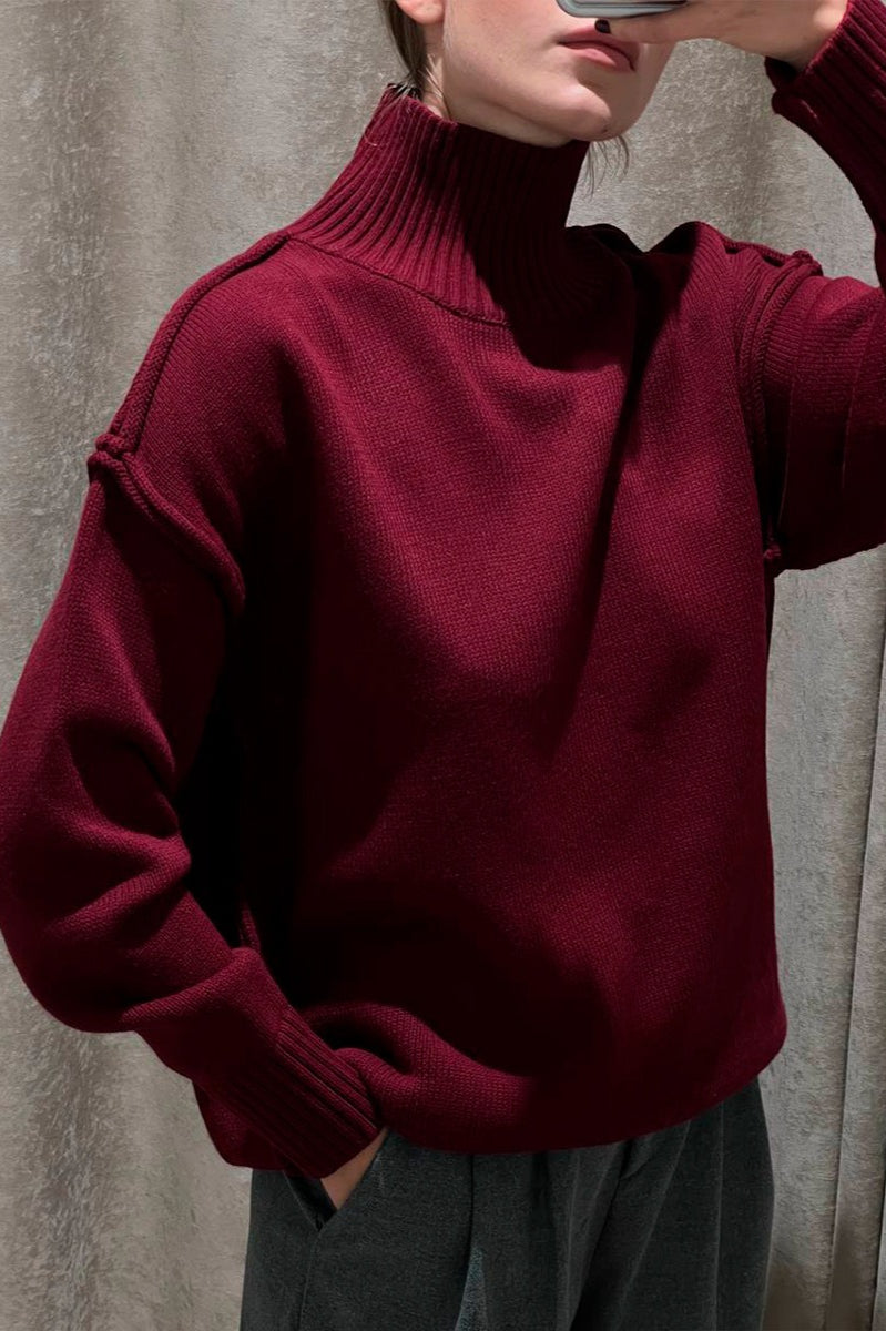 Pullover Damen mit hohem Stehkragen und lässiger Passform - 11