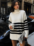 Pullover Damen mit hohem Kragen und lässiger Silhouette - 1