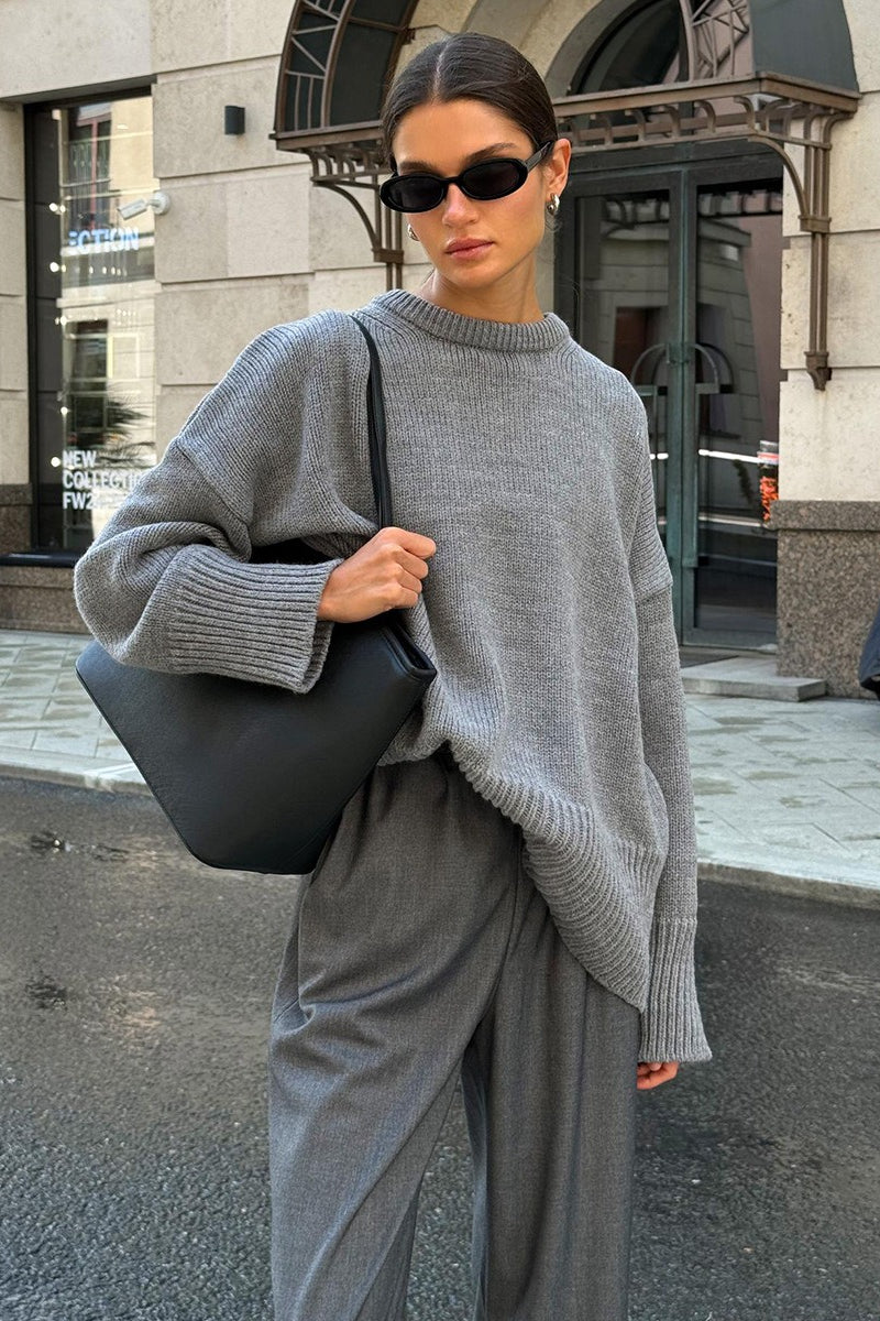 Pullover Damen mit lockerer Passform und Rundhalsausschnitt - 1