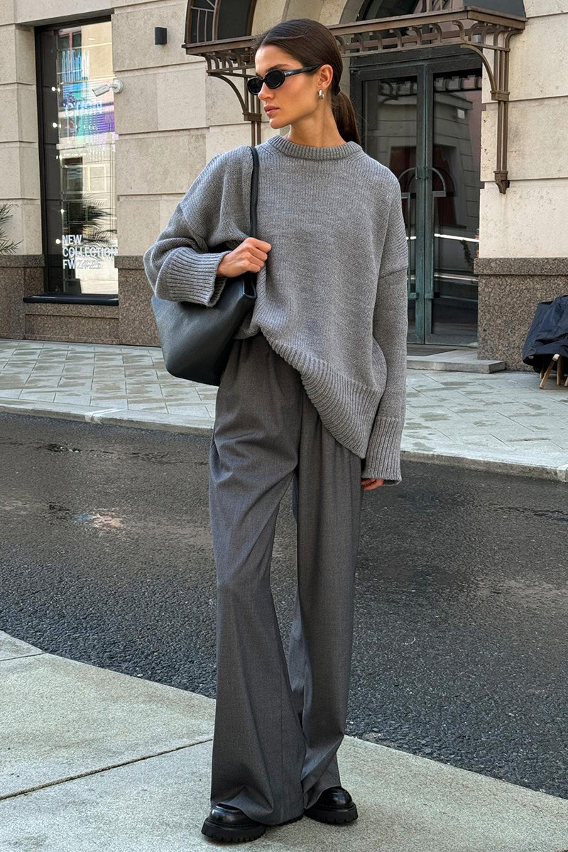 Pullover Damen mit lockerer Passform und Rundhalsausschnitt - 4
