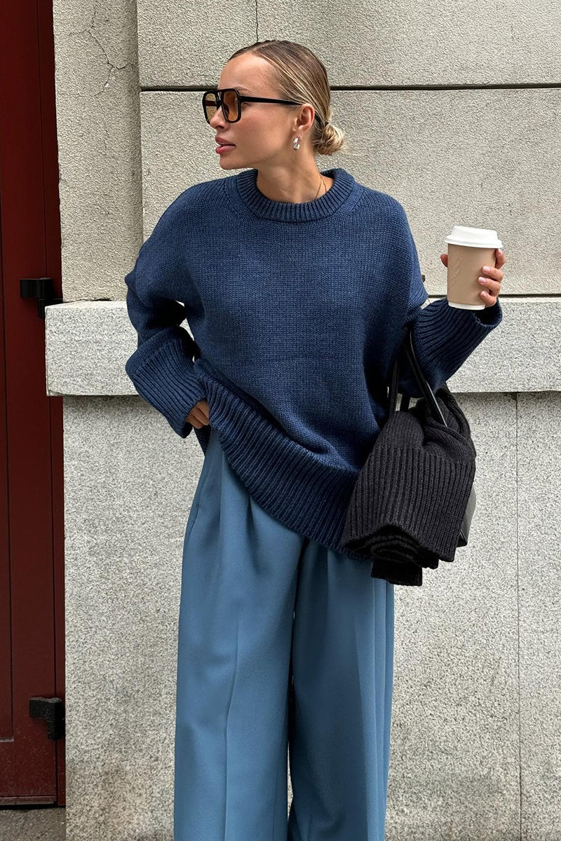 Pullover Damen mit lockerer Passform und Rundhalsausschnitt - 5