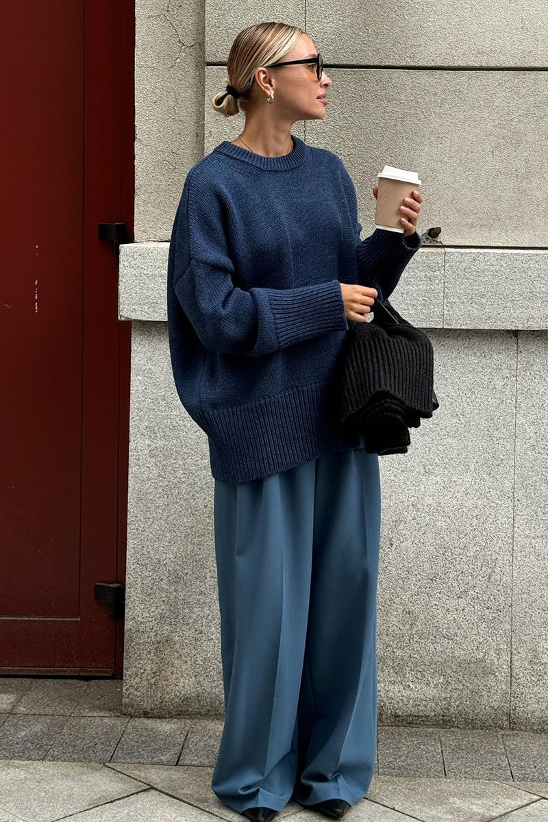 Pullover Damen mit lockerer Passform und Rundhalsausschnitt - 7