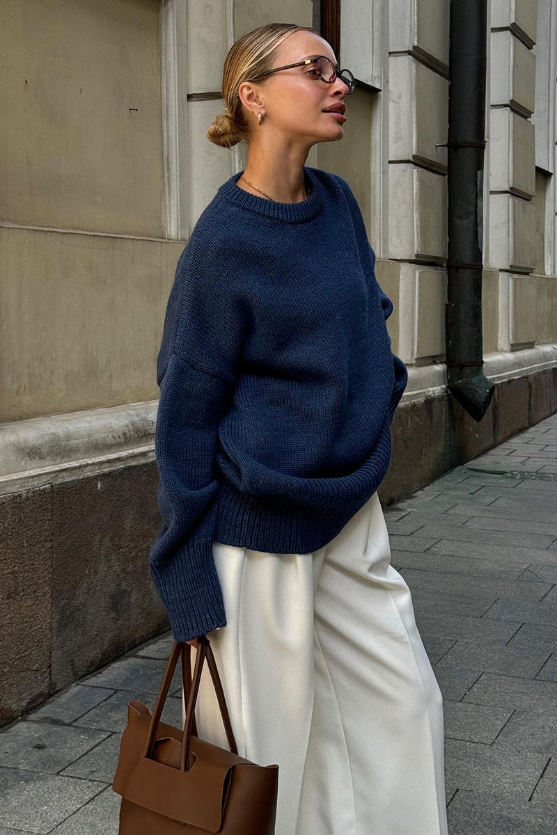 Pullover Damen mit lockerer Passform und Rundhalsausschnitt - 8