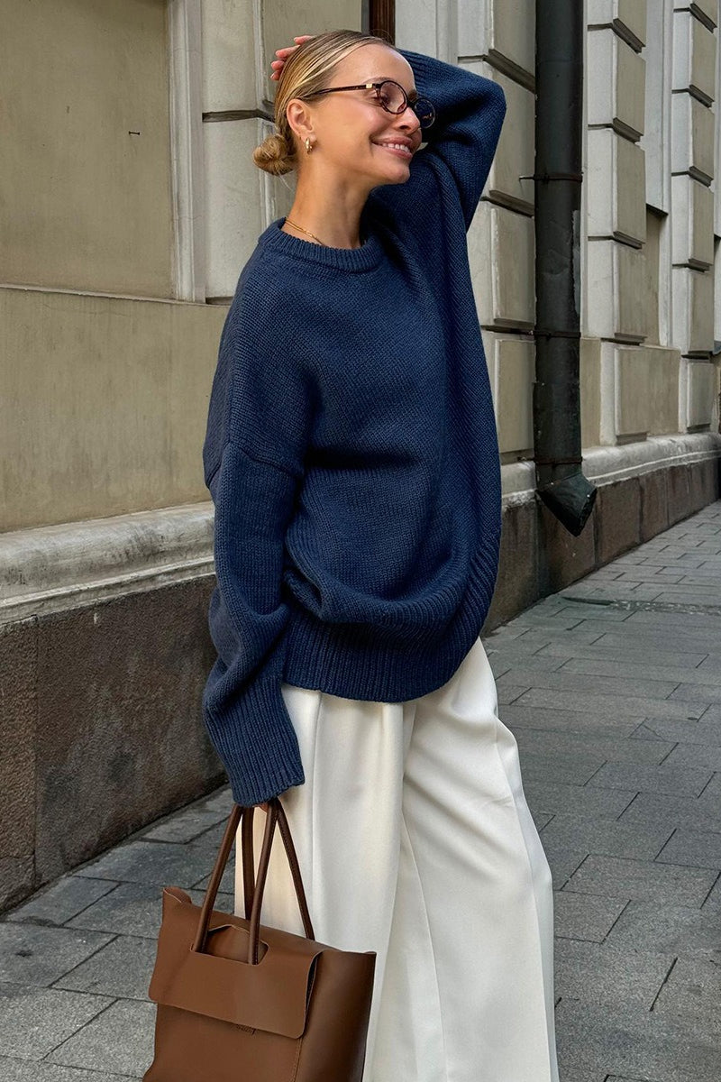 Pullover Damen mit lockerer Passform und Rundhalsausschnitt - 9