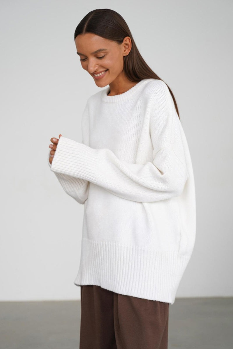 Pullover Damen mit lockerer Passform und Rundhalsausschnitt - 11