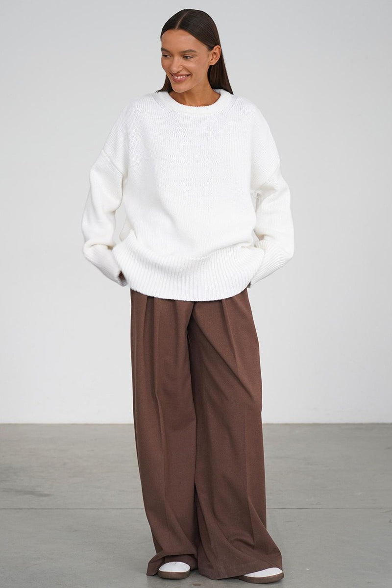 Pullover Damen mit lockerer Passform und Rundhalsausschnitt - 12