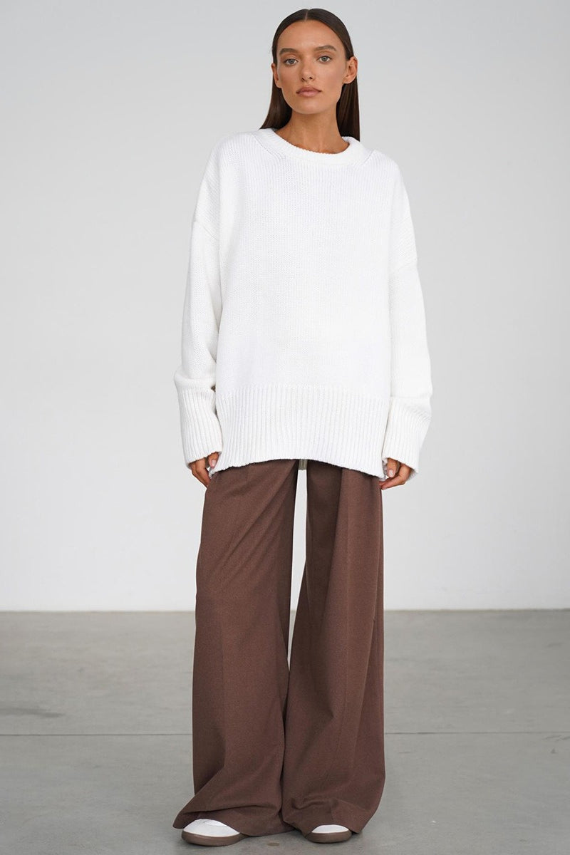 Pullover Damen mit lockerer Passform und Rundhalsausschnitt - 14