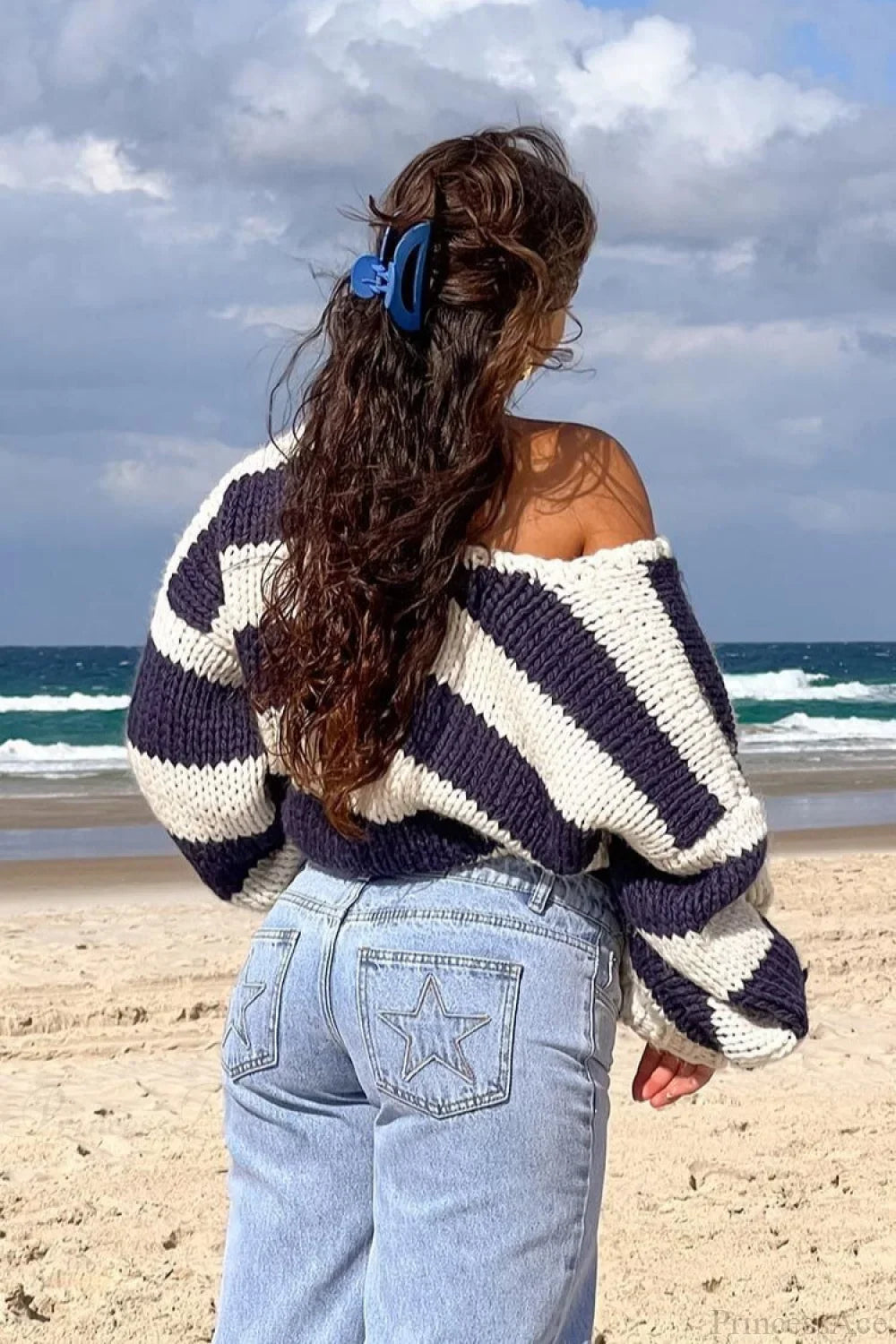 Pullover Damen mit lässigem Schnitt und Off-Shoulder Design - 2