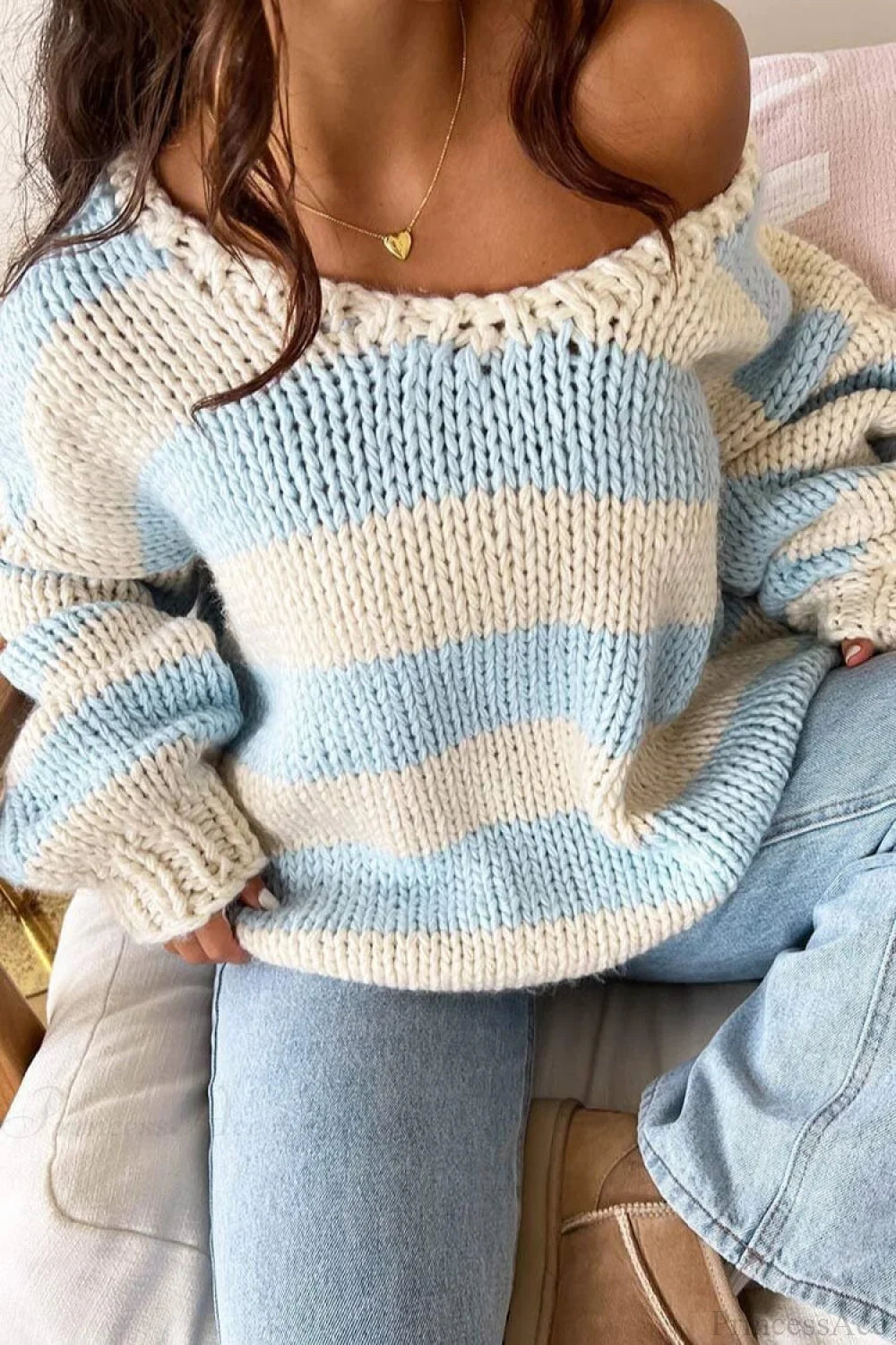 Pullover Damen mit lässigem Schnitt und Off-Shoulder Design - 6