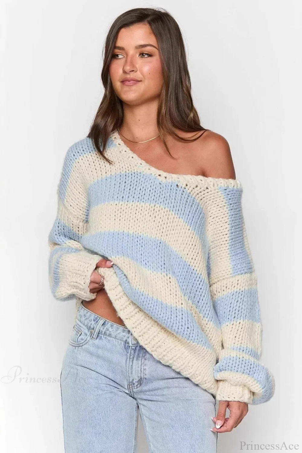 Pullover Damen mit lässigem Schnitt und Off-Shoulder Design - 7