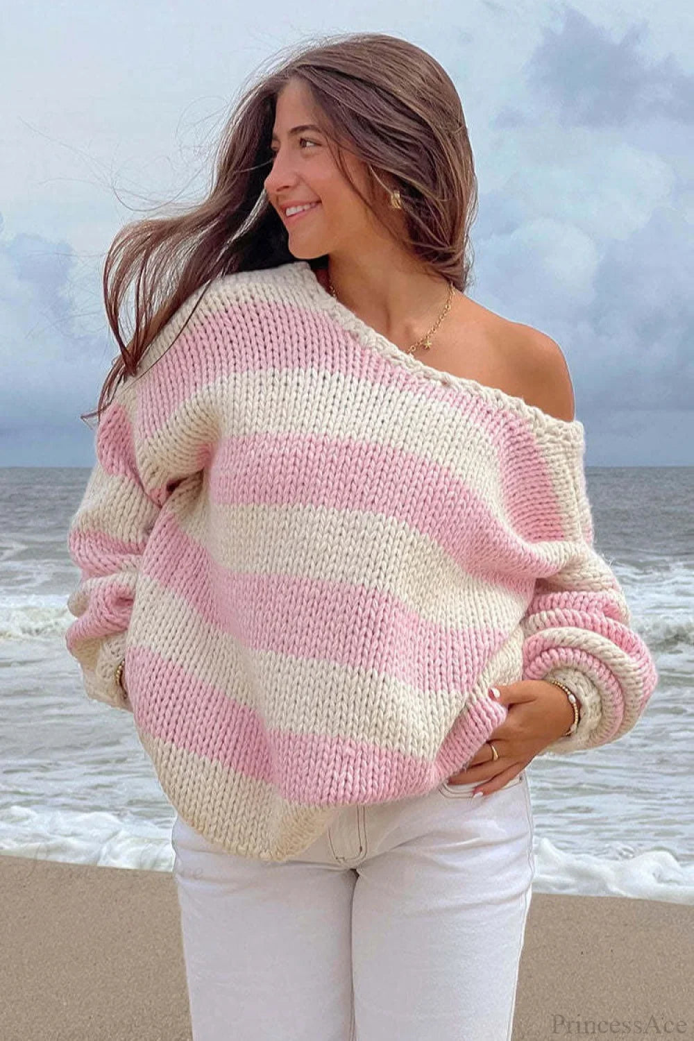 Pullover Damen mit lässigem Schnitt und Off-Shoulder Design - 10
