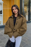 Oversized Damenjacke mit Ballonärmeln und Knopfleiste - 1