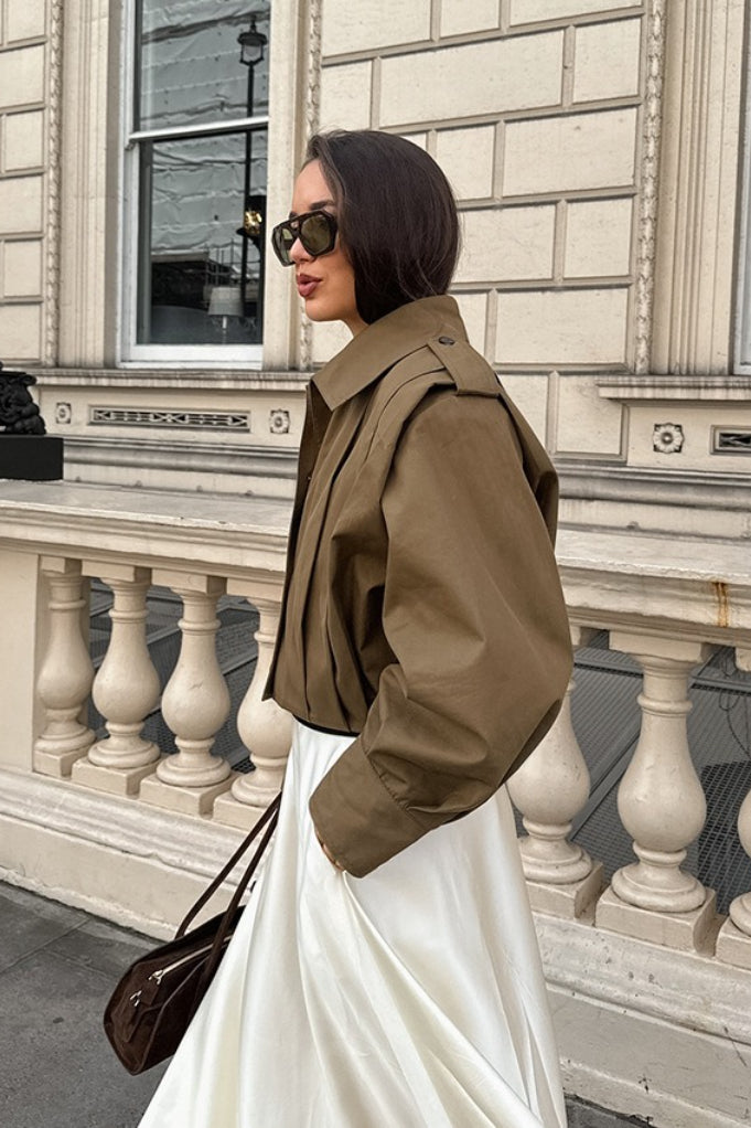 Oversized Damenjacke mit Ballonärmeln und Knopfleiste - 6