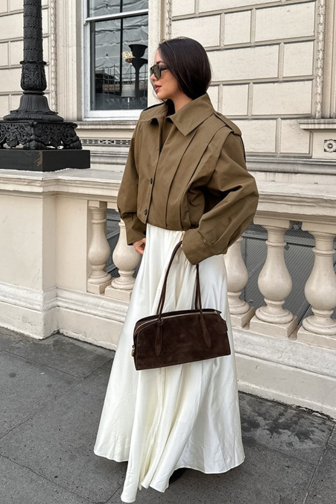 Oversized Damenjacke mit Ballonärmeln und Knopfleiste - 7