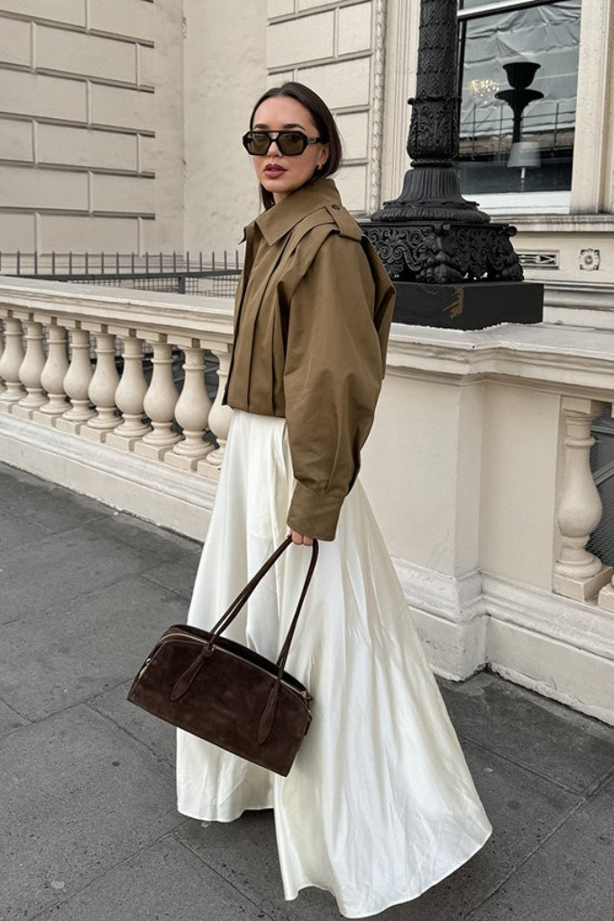 Oversized Damenjacke mit Ballonärmeln und Knopfleiste - 8
