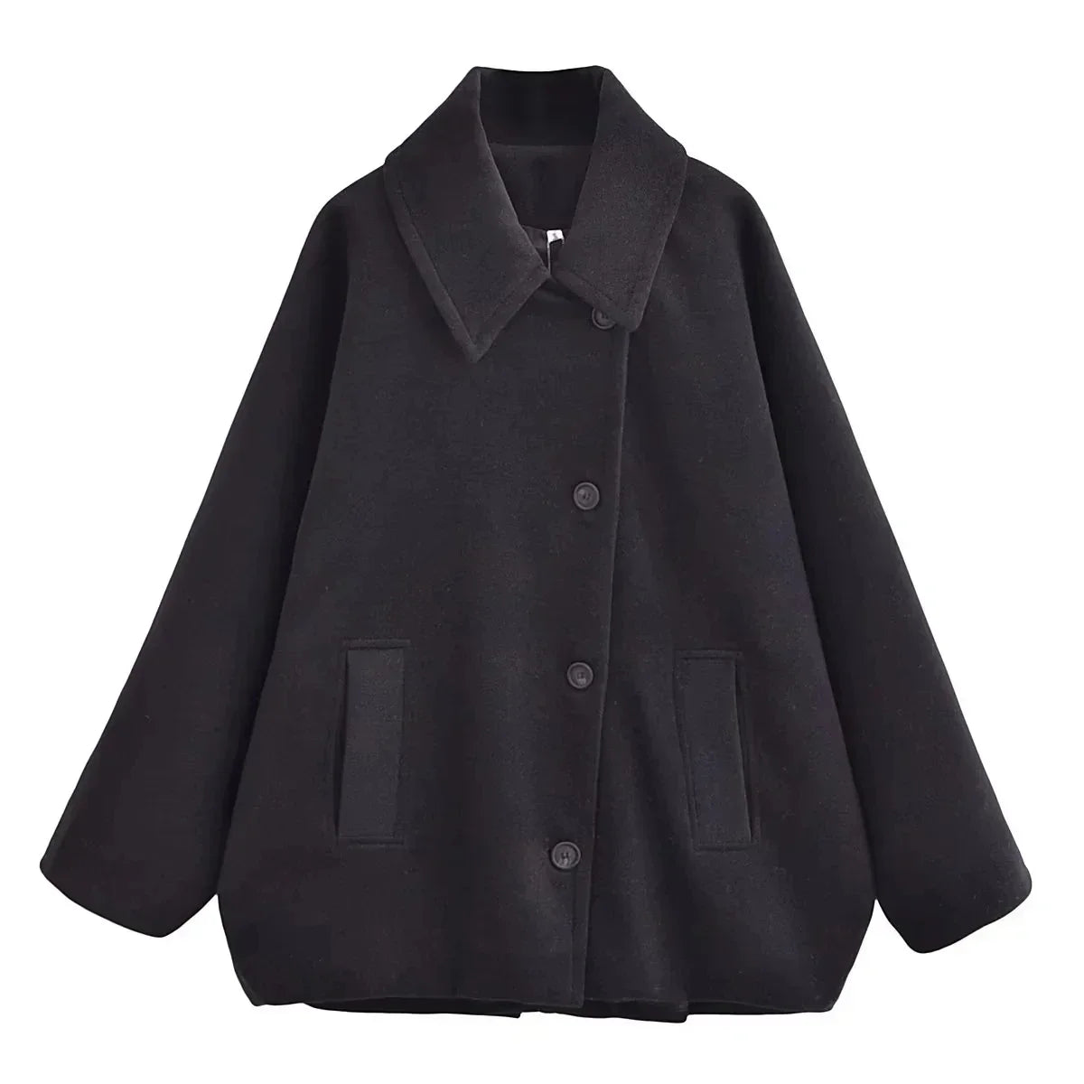 Oversized Jacke Damen mit breitem Revers und Knopfverschluss - 5
