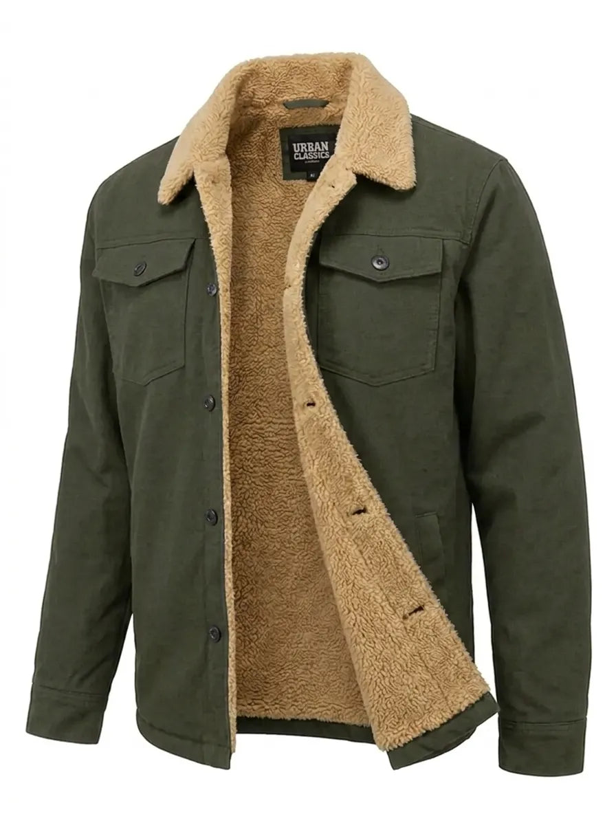Herrenjacke mit Teddyfell-Kragen und Knopfleiste - 7