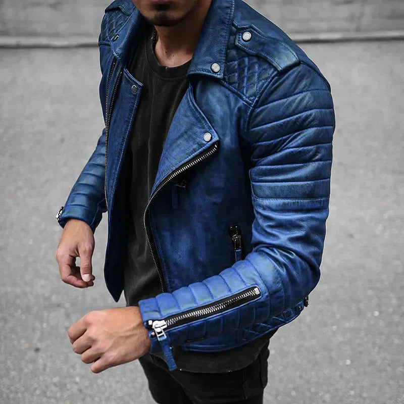 Moderne Herren Lederjacke mit markanten Details - 2