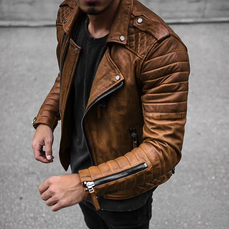 Moderne Herren Lederjacke mit markanten Details - 3