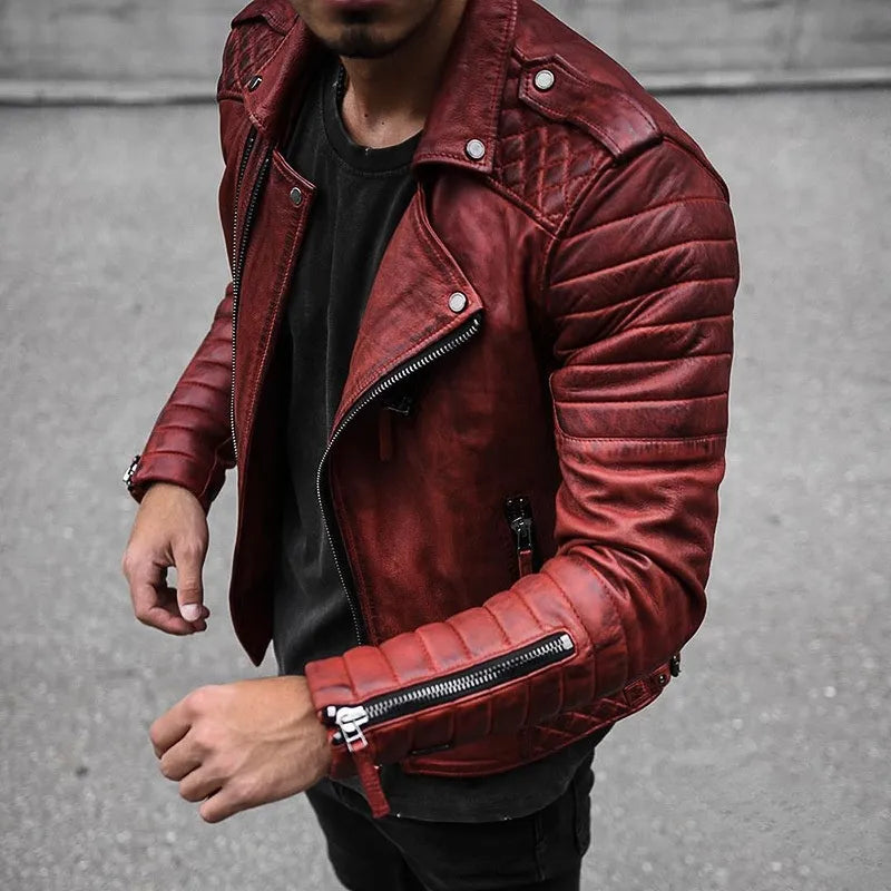 Moderne Herren Lederjacke mit markanten Details - 4