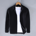 Moderne Herren Strickjacke mit Stehkragen und Rippdesign - 1