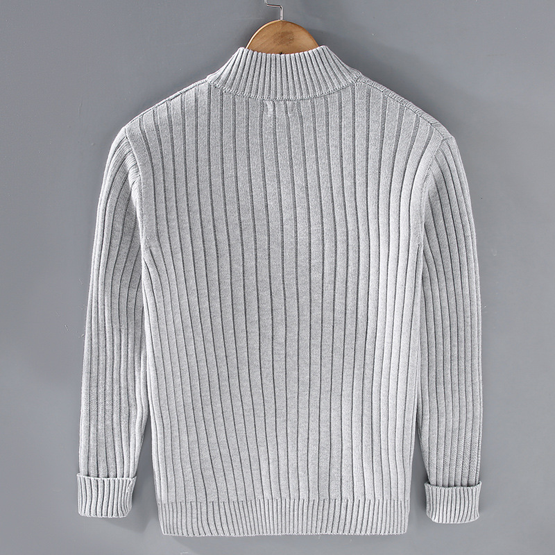 Moderne Herren Strickjacke mit Stehkragen und Rippdesign - 3