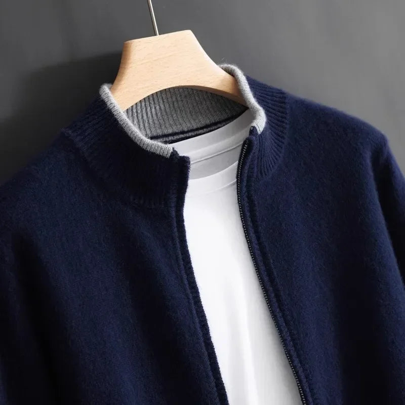 Herren Pullover mit Stehkragen und Reißverschluss - 8
