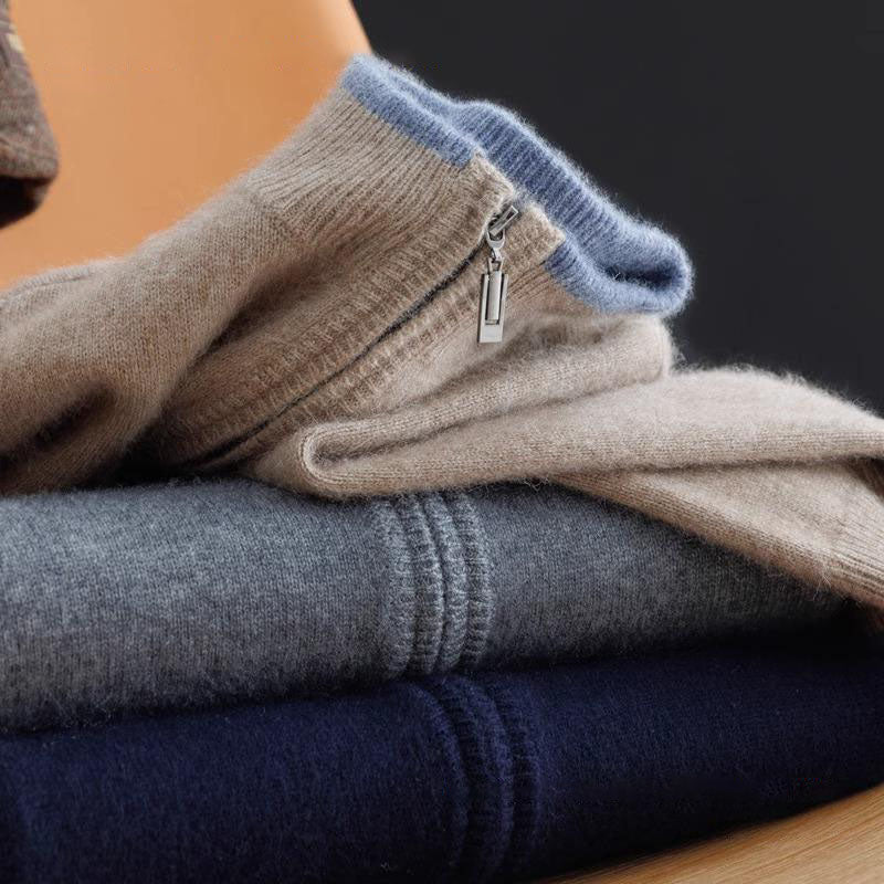 Herren Pullover mit Stehkragen und Reißverschluss - 11