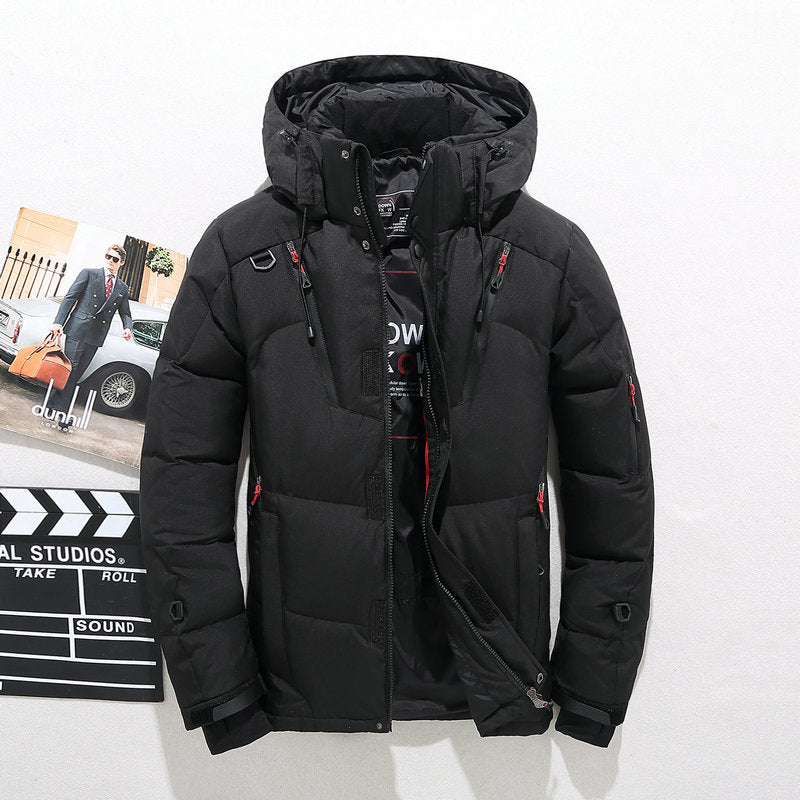 Moderne Herren Winterjacke mit abnehmbarer Kapuze und praktischen Taschen - 3