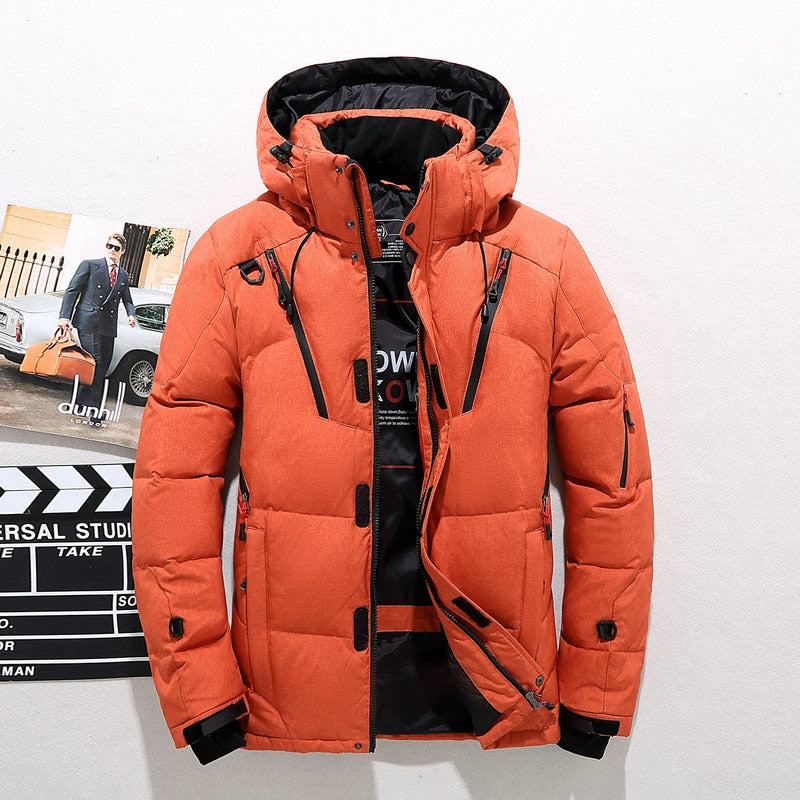 Moderne Herren Winterjacke mit abnehmbarer Kapuze und praktischen Taschen - 24