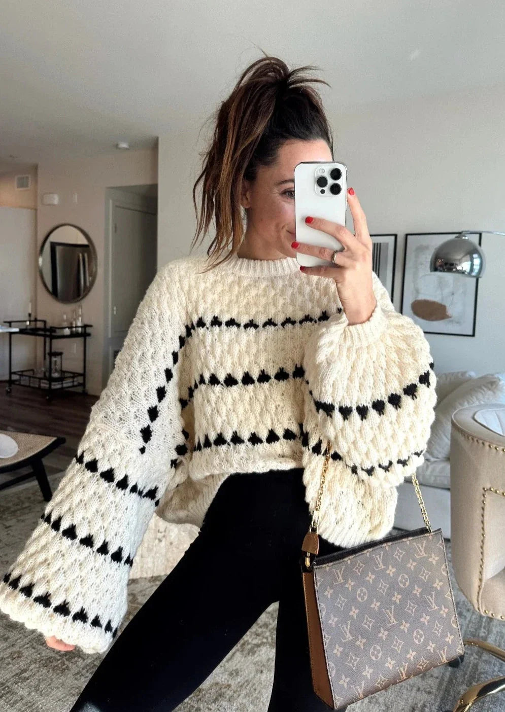 Pullover Damen mit weitem Schnitt und Ballonärmeln - 1