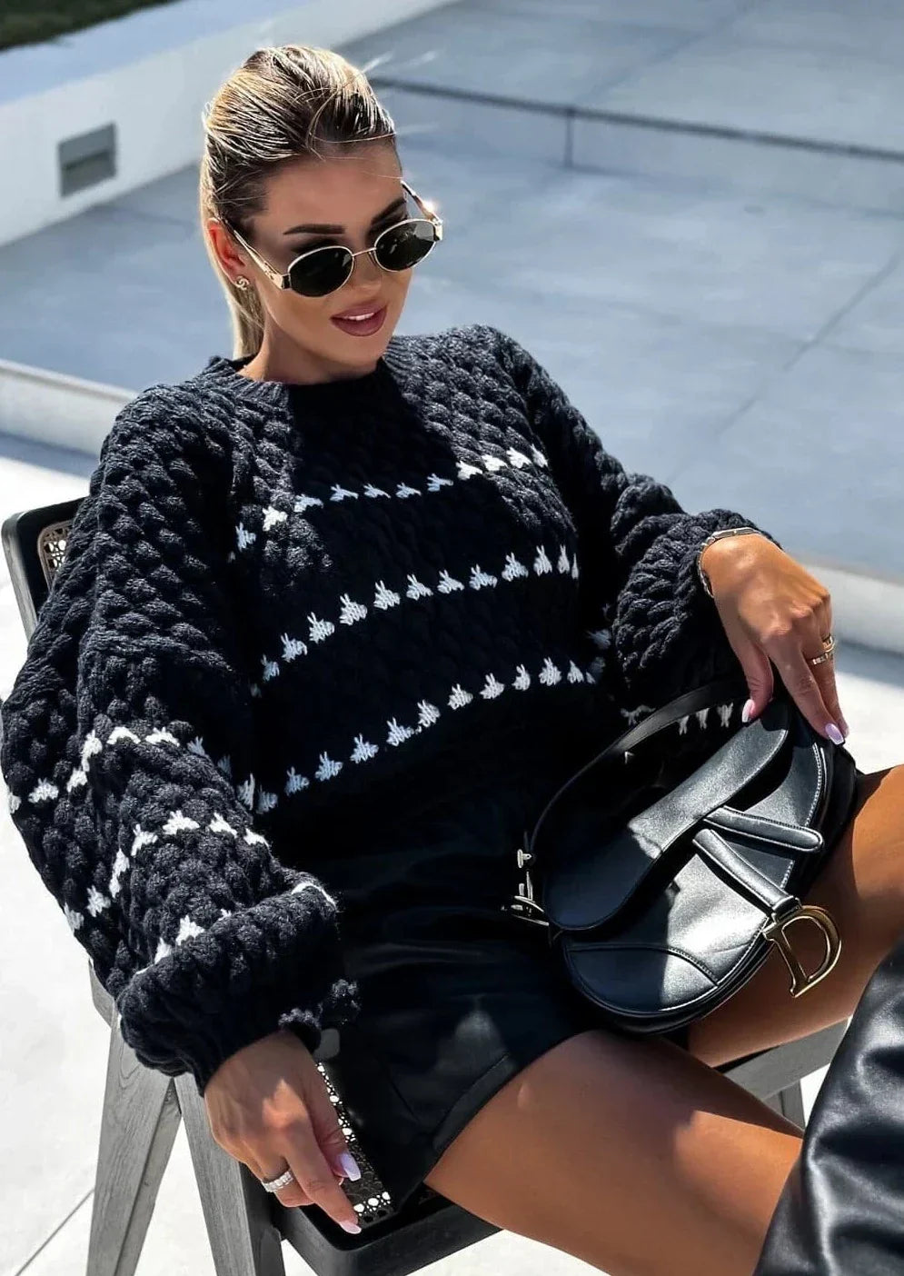 Pullover Damen mit weitem Schnitt und Ballonärmeln - 7