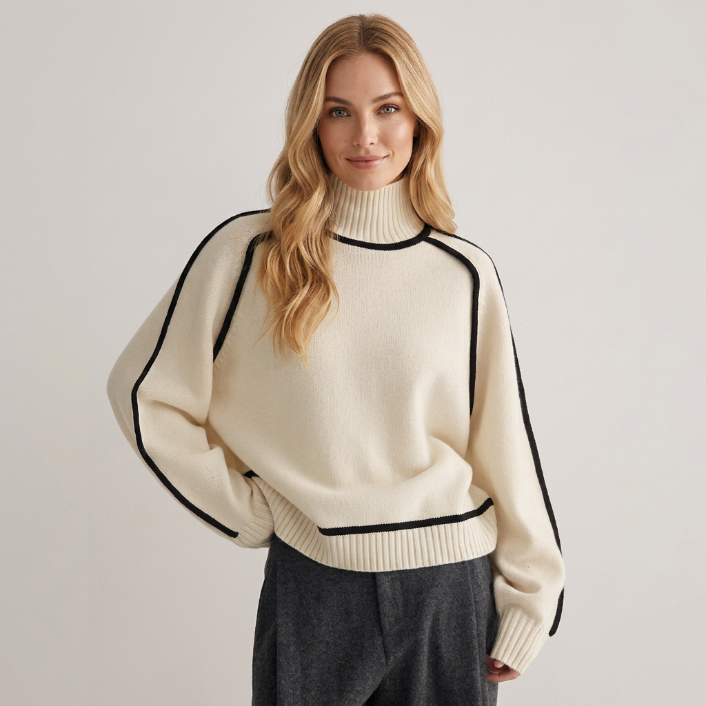 Pullover Damen mit Stehkragen und lockerer Passform - 1