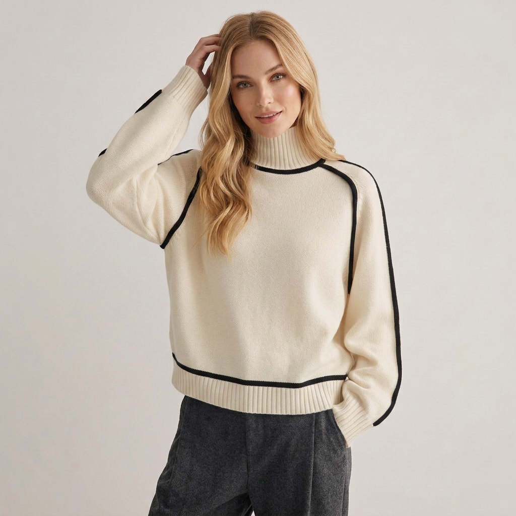 Pullover Damen mit Stehkragen und lockerer Passform - 2