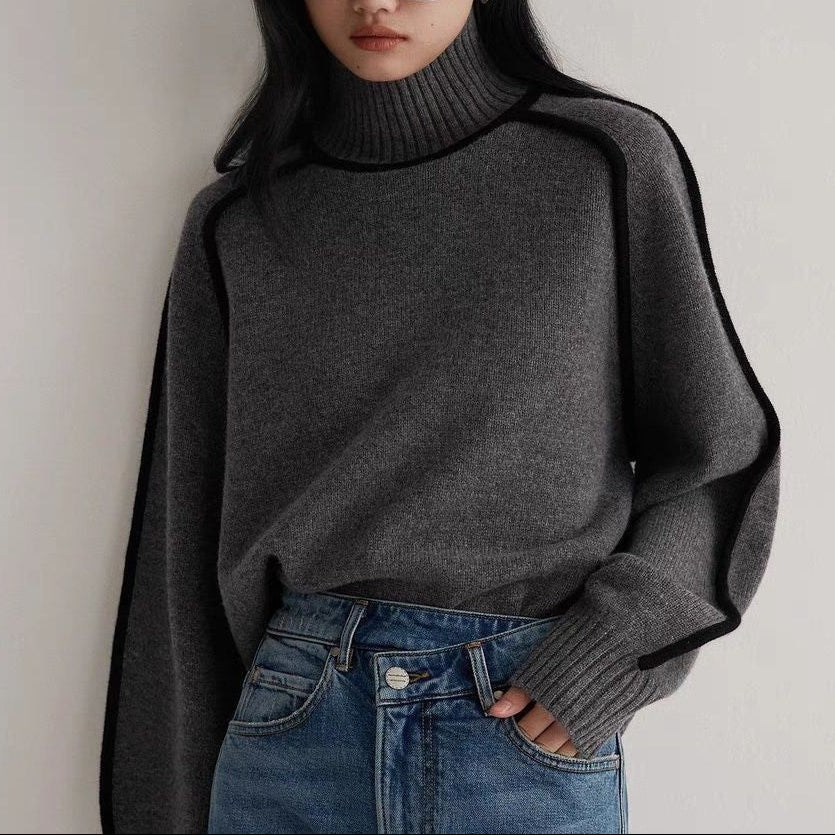 Pullover Damen mit Stehkragen und lockerer Passform - 3