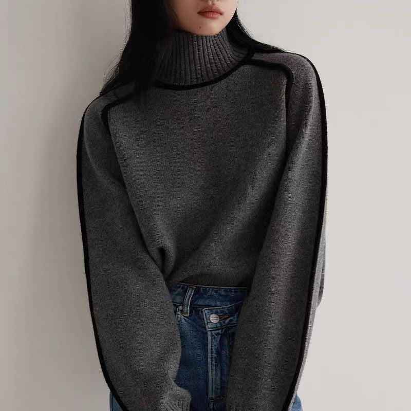 Pullover Damen mit Stehkragen und lockerer Passform - 4