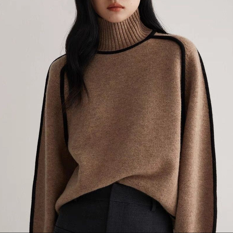 Pullover Damen mit Stehkragen und lockerer Passform - 6