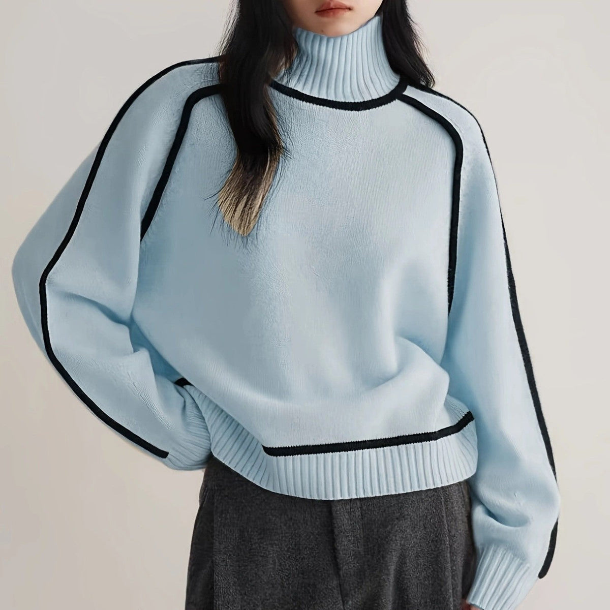 Pullover Damen mit Stehkragen und lockerer Passform - 7