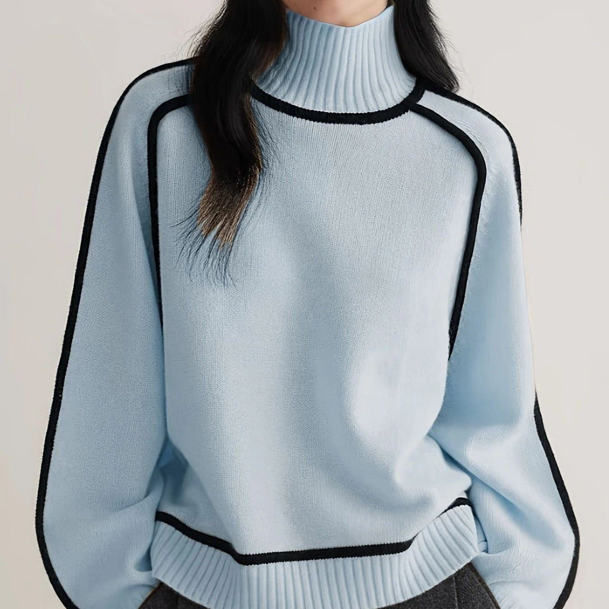 Pullover Damen mit Stehkragen und lockerer Passform - 8
