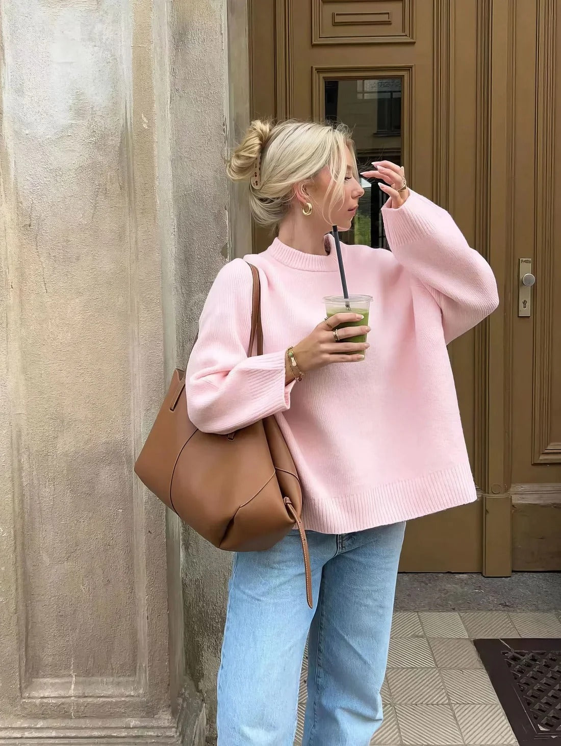 Oversized Pullover Damen mit weitem Schnitt und langen Ärmeln - 4